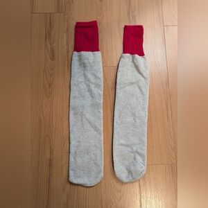 Grey and Red Crew Socks